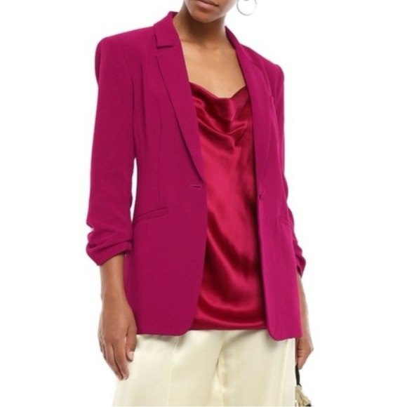 CINQ A SEPT Khloe Crepe Blazer Raspberry 4 - Picture 5 of 14